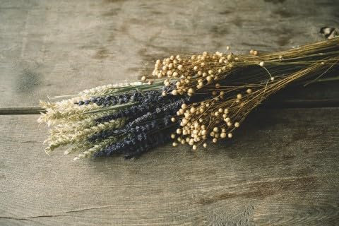 NaDeco Trockenblumen-Strauß 'Deluxe', Länge ca. 60cm, bestehend aus Weizen, Lavendel und Flachs großer Trockenstrauß Bouquet Trockenblumen Boho Style Trockenblumen für Loop Ringe