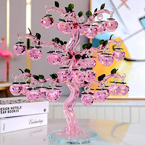 Kristall-Apfelbaum, dekorativer künstlicher Baum, Glas, Kristall, rosa Apfelbaum-Figuren, Basteln, Fengshui, Ornament, Heimdekoration, Souvenirs, Dekoration, Ornament, Rosa, 36 Hänge
