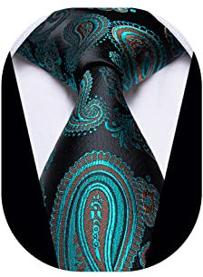 YourTies 8,9 cm Herren-Krawatte, Paisleymuster, Blumenmuster, Seidenkrawatte für Männer, formelle Business-Party-Krawatte, Blaugrünes Paisley, Einheitsgröße