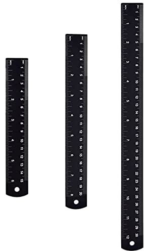 3 Pcs Edelstahl Lineal Set, Metall Lineal Stahllineal Stahlmaßstab Doppelseitenskala Kante Messwerkzeug 15cm 20 cm 30 cm für Technischen Zeichnungen, Engineering, Lehre, Office