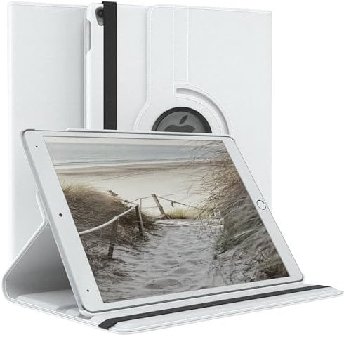 EAZY CASE - Funda para iPad Pro 10,5 Protectora Tablet Smart Cover Soporte Giratorio Estuche Plegable 360° rotativo con función Atril Cuero sintético Blanco