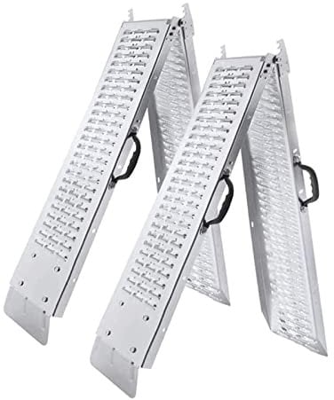 YRHome 2 Stück Faltbare Auffahrrampe Verladerampe Laderampe Laderampen verzinkter rutschfeste Auffahrschienen Rampe 180 x 22.5 cm mit Griff für Motorrad Anhänger Rasenmäher Rasentraktor max. 400 kg