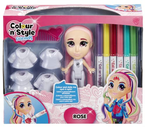 Goliath - Colour 'N' Style - Bambola da personalizzare rosa - Crea look all'infinito, tempo libero creativo - 1 pettine e 6 feltri colorati inclusi - Per ragazze dai 3 anni