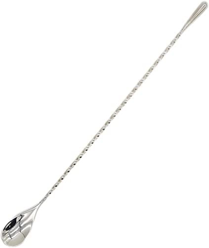 Wisefood Cuchara de acero inoxidable, cuchara mezcladora para cócteles, mango largo (30 cm) con diseño en espiral, inoxidable, duradera y apta para lavavajillas (1)