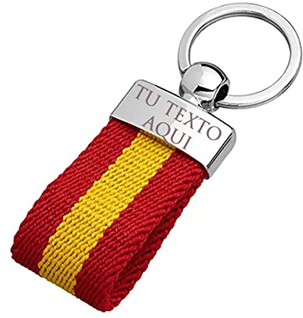 Llavero bandera españa PERSONALIZADO grabado con el texto que indiques