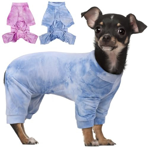 Hjumarayan Hunde Pyjama, Schlafanzug Hund OP Body Hund Stretch Body für Hund nach OP mit Beinen, Hundebody nach Kastration Rüde Hunde Body Operation Hündin, Blau XXS