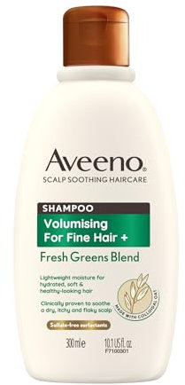 Aveeno Volumising Fresh Greens Scalp Soothing Mint, Cucumber and Rosemary Shampoo for Fine Hair 300ml
