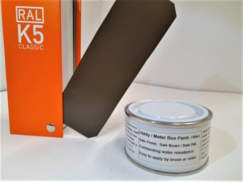 1 x 150ml Utility & Meter Box Paint - Dark Brown (Dark Oak) Satin Finish. Brush Or Roller Applied
