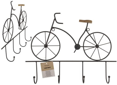 Out of the Blue Schwarze Metall-Garderobe, Fahrrad, mit 4 Haken, ca. X cm