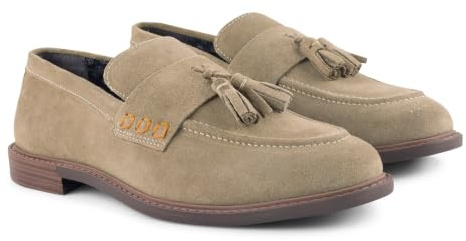 Silver Street London Men's Charleston Suede Tassel Loafers – Premium Soft Leather Slip-On Shoes with Cushioned Footbed, Hand-Stitched Details & Low Stacked Heel for Smart-Casual Everyday Wear