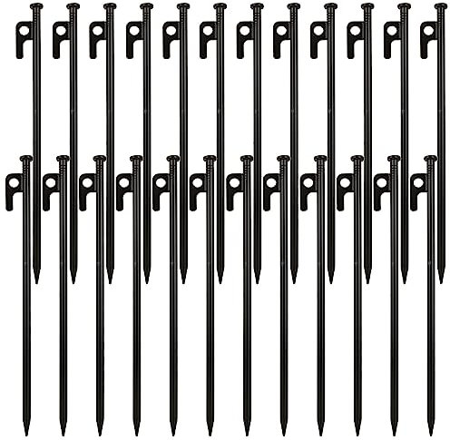 VIDETOL 24 Pcs Tent Pegs, 12 Inch Metal Heavy Duty Tent Pegs, Extra Strong Hard Ground Tents Peg for Outdoors Travelling Hiking Camping