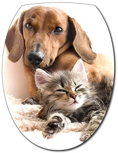 Jm-Déco Sticker Abattant de WC Chien Chat