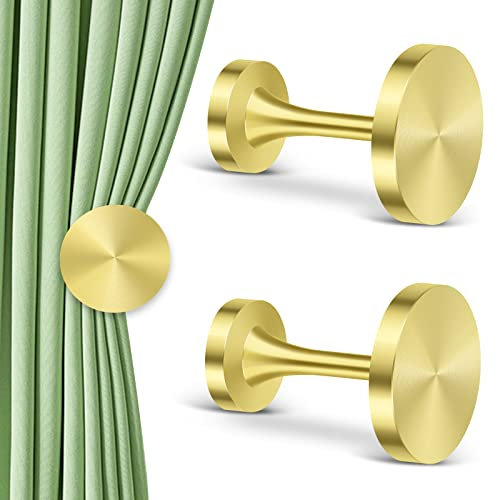 Vorhang-Raffhalter, goldfarbene Vorhang-Raffhalter, Haken, Metall, rund, Medaillon, Vorhanghalter, Wandmontage, Quaste, Vorhang, Zughalter für schwere Vorhänge, 1 Paar
