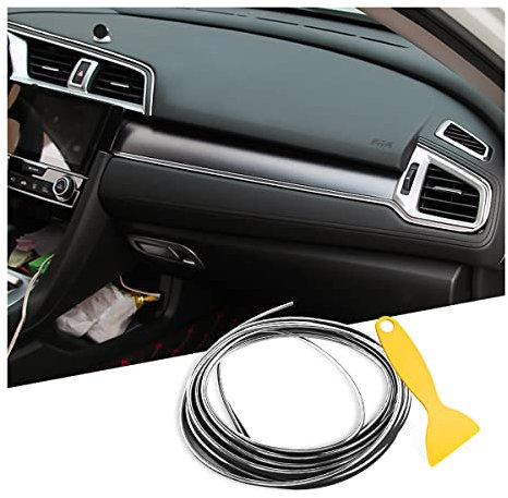 CGEAMDY Auto Lüftungsschlitz Dekoration, Auto Klimaanlage Innen Zierleisten Dekoration Zubehör, Auto Zierleisten Innen Universal Flexible Strip Für Autozubehör (Silber)