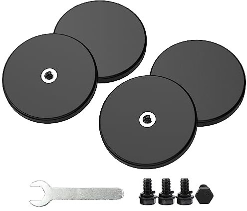 Magnetpro Lot de 4 aimants puissants caoutchoutés antidérapants - Dimensions : Ø 43 mm - Force d'adhérence : 15 kg - Socle de montage magnétique pour barres lumineuses et miroirs supplémentaires pour