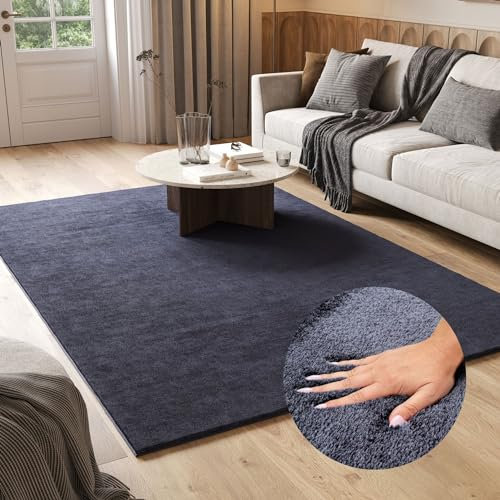 TAPISO Cuddle Alfombra Antideslizante Shaggy Lavable de Pelo Largo Suave Diseño Moderno Antracita Alfombra de Salón Habitación Infantil Dormitorio Oeko-Tex 80 x 150 cm