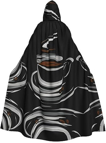 Coffee Cup And Coffee Beans Halloween Costumes Women Men Cosplay Long Cape Cloak Fancy Dress For Role Play (147cm / 58)