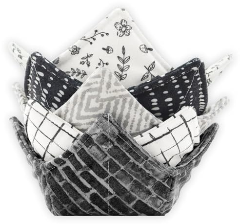 ROGITU Cotton Microwavable Bowl Cozy, Microwave-Safe Hot Bowl Holders, Soup Bowl Cozy Bowl Hot Pads (T)