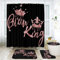 Arttown Pinkes Badezimmer-Set mit Duschvorhang und Teppichen und Zubehör, schwarz-rosa Glitzer-Duschvorhang-Sets, King- und Queensize-Duschvorhänge für Badezimmer, afrikanische amerikanische