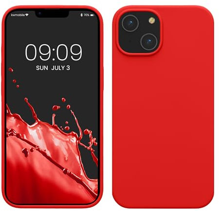 kwmobile Cover per Apple iPhone 14 Custodia - Back Case per Caricatore Wireless - Antiurto e Flessibile in Silicone TPU - rosso