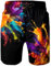ALISISTER Herren Badeshorts 3D Farbenfroh Kurze Badehose Herren Freizeithose Jogginghose Sporthose Strand Surf Schwimmhose XL