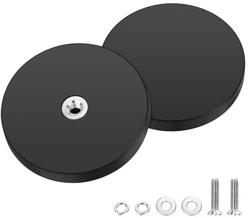 Wukong Gummierte Magnete Ø43mm, 2 Stück Stark Anti-Rutsch Mit M4 Flacher Faden, Magnete mit Gewinde für Fahrzeuge, Lampen, Befestigen von Werkzeugen