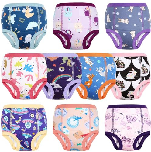 MOEMOE BABY Potty Training Pants - Toddler Toilet Training Underwear, Reusable, 10 Pack, Purple, 3 Years