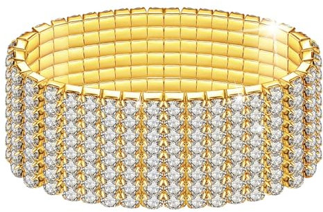 Kucheed Bracelets Extensibles en Strass, Bracelet Rivière en Diamants Étincelants, Bijoux de Mariage Empilables en Cristal Brillant pour Femm (A1)