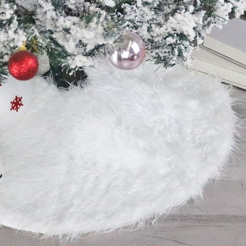 Weihnachtsbaum Decke, Christbaumdecke Ø 90cm, Tannenbaum Decke Rund, Weihnachtsbaumschmuck, Kunstfell ist Weich Christmas Tree Skirt, Christbaumschmuck Baumdecke Weihnachtsbaum Rock