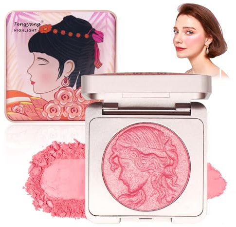 Fengyang® Glatte Puder-Rouge-Palette für Wangen, Matte Gesichtspuder-Rouge-Palette, Rouge-Puder matt, Gepresstes Puder mit Seidigweicher Formel, Long Lasting Blush for Cheeks