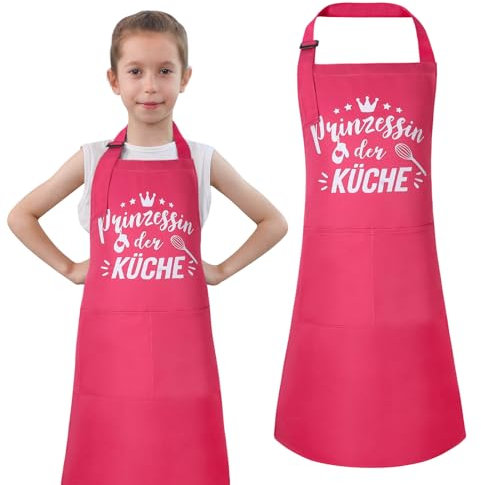 Livdouyu Kochschürze Kinder, Kinderschürze, Grillschürze für Jungen und Mädchen Beim Kochen, Malen, Grillen (Rosa)