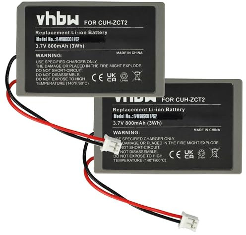 vhbw 2x Battery Replacement for Sony KCR1410, LIP1522 for Controller (800 mAh, 3.7 V, Li-Ion)