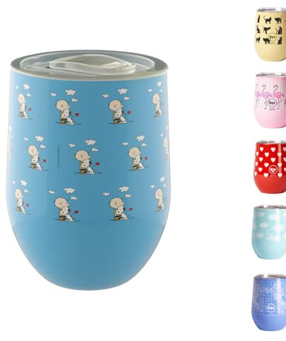 Thermal Mug in Stainless Steel with Thermal Cap - 300 ml - Design Italiano Cup Thermo Snoopy (Double Wall) Keeps 6 Hours Hot and 12 Hours Cold | Ideal for Herbal Tea, Milk