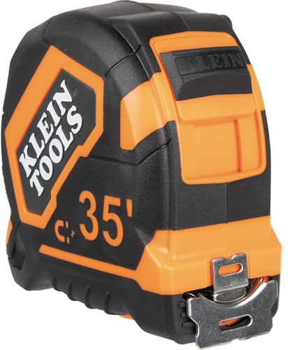 Klein Tools 9235 Tape Measure, Heavy-Duty Magnetic Measuring Tape with 35-Foot Double-Hook Double-Sided Nylon Reinforced Blade, with Metal Belt Clip
