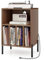 COSTWAY Meuble Tourne-Disque Vinyle avec Prise, Support Platine Vinyle pour 150 Albums, Station de Charge, 2 Ports USB, Ports Type-C, 4 Séparateurs, Bout de Canapé avec Compartiment (Noyer)