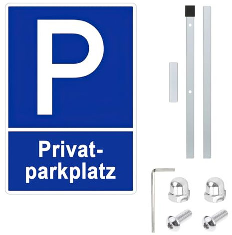 Cartello Proprietà Privata Alluminio 20 x 30 cm, Ccartello Proprietà Privata Con Palo, Adatto Per Parcheggi Privati Cartello Divieto di Sosta Facile Da Installare