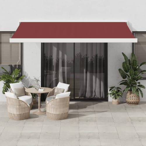 Willood Markise Automatisch Burgunderrot 450x300cm Gelenkarmmarkise Markise Vollkassettenmarkise Sonnenschutz Garten Terrasse Balkon