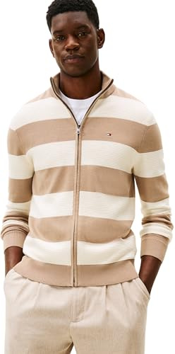 Tommy Hilfiger Block Stripe Cotton Zip Through Mw0mw41483 Maglione con Cerniera Unisex - Adulto (Pacco da 1)