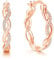 Loutade 925 Sterling Silver Twisted Hoop Earrings for Women, Hypoallergenic Rose Gold Huggie Hoops Earrings with Cubic Zircon, 20mm Lightweight Dainty Infinity Silver Earrings Trendy Jewelry Gifts
