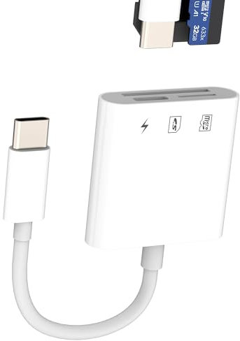 USB C SD Kartenleser (3 in 1)Type C Laden Cable Adapter Micro SD Card Reader für iPhone 16 15 Pro Max Digitalkamera TF Speicher Foto Stick für iPad Macbook für Apple Kompatibel für Samsung S25 Android