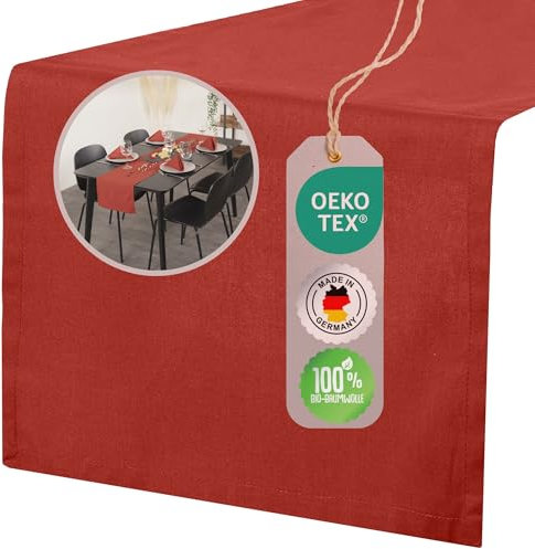 chambry Tischläufer 100% Baumwolle (Canvas) - Größe und Farbe wählbar - Handarbeit Made in Germany - nachhaltige hochwertige Tischdekoration - Rot 40cm x 220cm