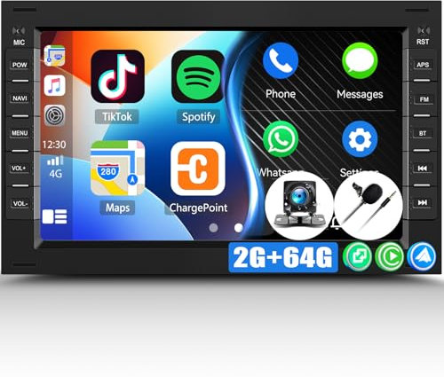 SIXTOP Autoradio doppia DIN per VW T5 Golf 4 Bora Polo MK5 Passat B5 Peugeot 307 con Wireless Carplay Android Auto, 7 pollici Touchscreen Radio Bluetooth WiFi GPS FM/RDS SWC + telecamera retromarcia