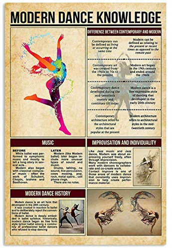 Metallschilder zum Thema Modern Dance Knowledge, moderne Tanzgeschichte, Infografik-Poster, Tanzstudio, Wandkunst, Dekoration, Zimmer, Zuhause, Wissenschaft, Blechschild, Plakette, 30,5 x 40,6 cm