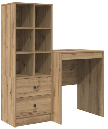vidaXL Schreibtisch mit Schubladen 2 pcs Artisan-Eiche, Büroeinrichtung, moderner Schreibtisch, robuster Arbeitsplatz, praktische Studie, Holz-Arbeitsstation
