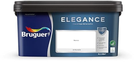 Bruguer ELEGANCE Pintura Monocapa Extra Mate para Paredes y Techos, Interior y Exterior protegidos, Ultra Lavable, Resistente al Desgaste y Manchas, Con conservante Antimoho