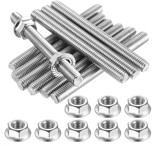 RunXinDa 10 Stück Gewindestab M10x100mm | Edelstahl A2, rostfrei und korrosionsbeständig, inklusive Flanschmuttern, perfekt für Möbelbau und Maschinenbau.