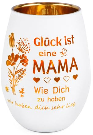 Belillpipi Geschenk für Mama, Teelichthalter Mama Windlicht Glas mit Gravur Geburtstagsgeschenk Persönlich Danke