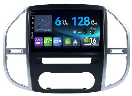 [6G+128G,Octa-Core] - MSD Autoradio für Benz Vito 3 W447 (2014-2020) | Android 16 GPS Navi Radio | CarPlay Android Auto Lenkradsteuerung Dual-Band WiFi DSP DAB | Rückfahrkamera MIC | 2 Din 10.1 Zoll