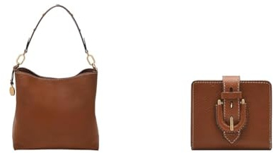FOSSIL Damen Jessie Braune Ledertasche und Harwell Portemonnaie, Set