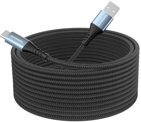 Extra Long USB Type-C 5M Fast Charging Cable, USB C to A Quick Charger Cord Compatible Samsung Galaxy S10 S9 S8 Plus, Braided Type C Charger for Note 10 9 8, LG V50 V40 G8 G7
